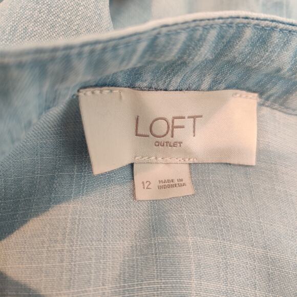 LOFT Blue Chambray Buttoned Sundress Sleeveless Mini - Picture 11 of 12